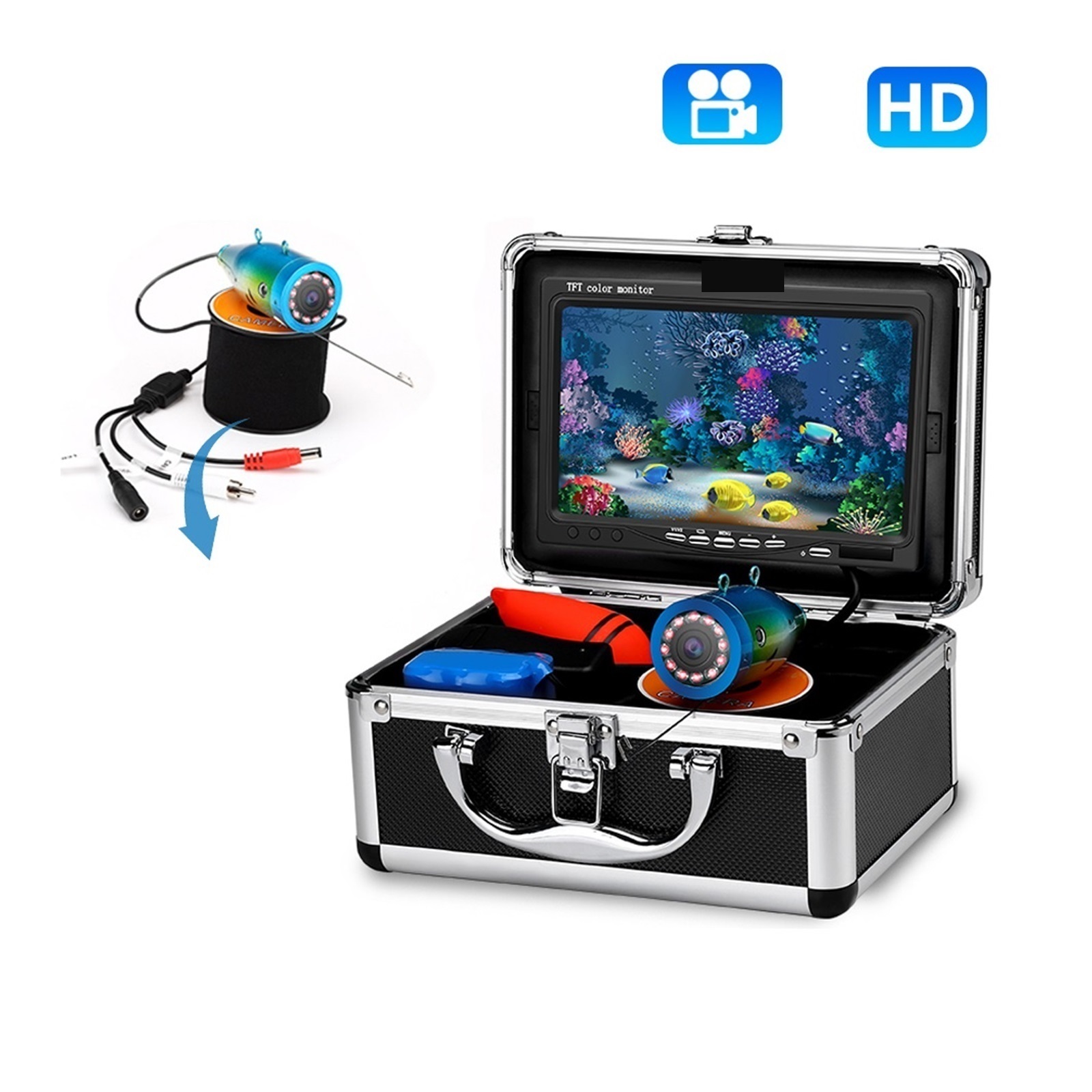 Underwater Fishing Camera 15/30/50M Infrared Ice Fishing Camera Support 8GB Video Recording Fish Finder For Aquaculture Underwater Exploration ,Professional Fishing Aid